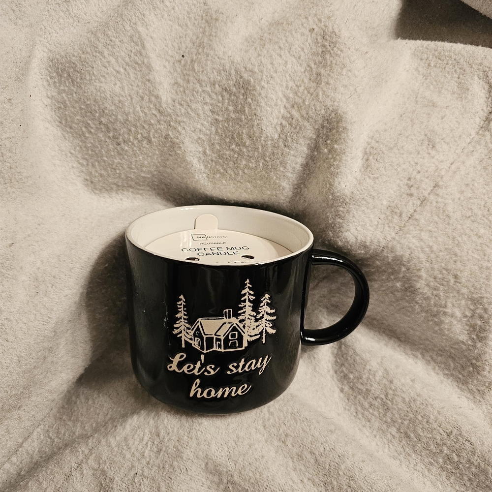 Let's Stay Home Double Wick Candle With Resuable Mug